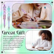 40 Pcs DIY Beaded Pens Kit, 10 Rhinestone Glitter Beadable Pens with Refills ...
