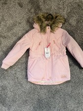 JUSTICE Parka Jacket Coat Pink Rose Faux Fur Hood GIRLS Size 14/16 Plus