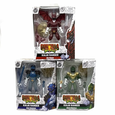#ad #ad Mighty Morphin Power Rangers Kaiju Green Godzilla Red Rodan Blue SET Playmates $84.99
