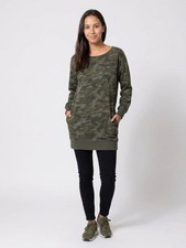 GAP Women’s Medium Green Camo French Terry Sweatshirt Dress Cutout Back Pullover