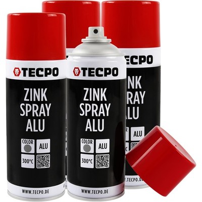 4x TECPO ZINK SPRAY ALU HELL 400 ml bis 300°C GRUNDIERUNG ROSTSCHUTZ ZINKSPRAY