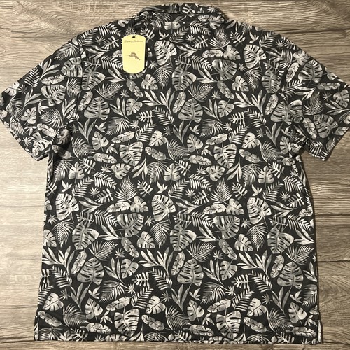 Tommy Bahama Polo Palm Fronds Tread Gray Shirt All Over Print, 2XL NWT $110 - Picture 8 of 8