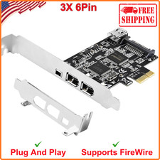 4-Ports PCIE 1394A Firewire 400 Card for Windows OS and MAC OS PCs, TI , 3X 6Pin
