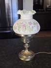 Vintage Fenton Floral Light Green Ruffle Satin Lamp GWTW 15” Rare Signed