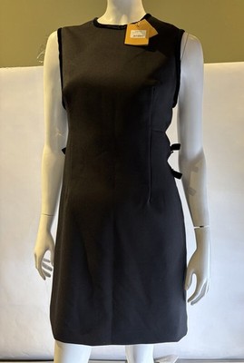 SANDRO PARIS SLEEVELESS SHORT DRESS WITH CUTOUTS AND VELVET TRIM SIZE 38 BLACK