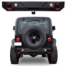 Vijay For 1987-2006 Jeep Wrangler Tj Yj New Rear Bumper With Led Lights D-rings