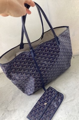 Genuine GOYARD St. Louis Pm Navy Blue Tote Bag Pouch | eBay