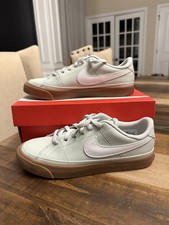 Nike Court Legacy GS Kids Leather Low Top Sneakers US 4.5 Silver/White