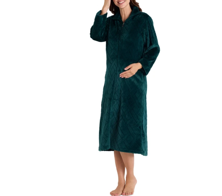 chinese dress ladies Terry Long Zip Robe – Miss Elaine Store