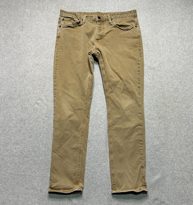 Denham Pants Mens 34 X 30 Bolt Skinny Fit Khaki Button Fly Chino Stretch Twill
