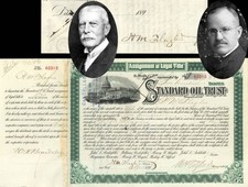 Standard Oil Trust signed by Henry M. Flagler twice, W.H. Tilford and William
