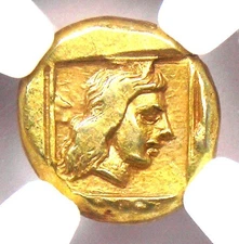 Greek Lesbos Mytilene EL Hecte Apollo Hekte Coin 412 BC. Certified NGC Choice VF