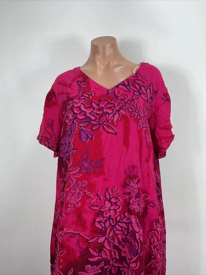 Vintage La Cera Floral Tropical Midi Dress Sz XL Oversized House Dress Rayon 80s - Image 3 of 4