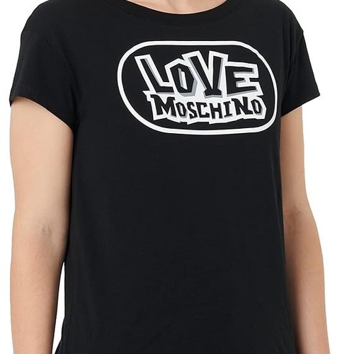 T-Shirt Femme Authentique Moschino Bleu En Coton Avec Graphique