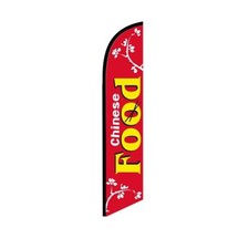 Chinese Food Red Swooper Flutter Feather Flag 3ft W x 11.5ft Tall