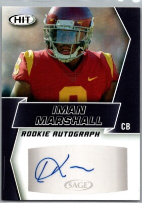 2019 Sage Hit Black Auto RC #A4 Iman Marshall USC Trojans