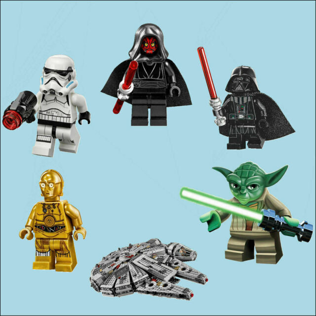 6 adesivi da parete a colori Star Wars LEGO Movie Storm Darth Yoda 4 taglie fino a 50 cm-