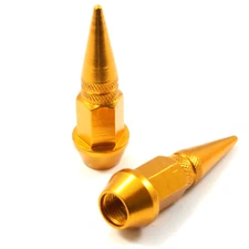 2 Gold Aluminum Metal Spike Wheel/Tire Valve Stem Bike-Motorcycle Air Caps