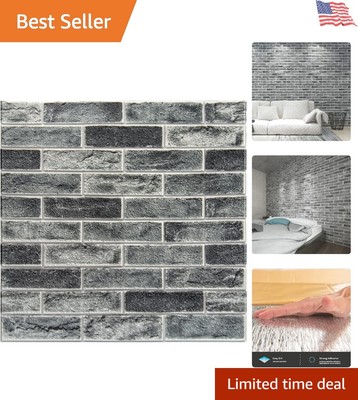 Luxury Stone Ash 3D Faux Brick Peel and Stick Wall Panels - 52.5 Sq.Ft Coverage