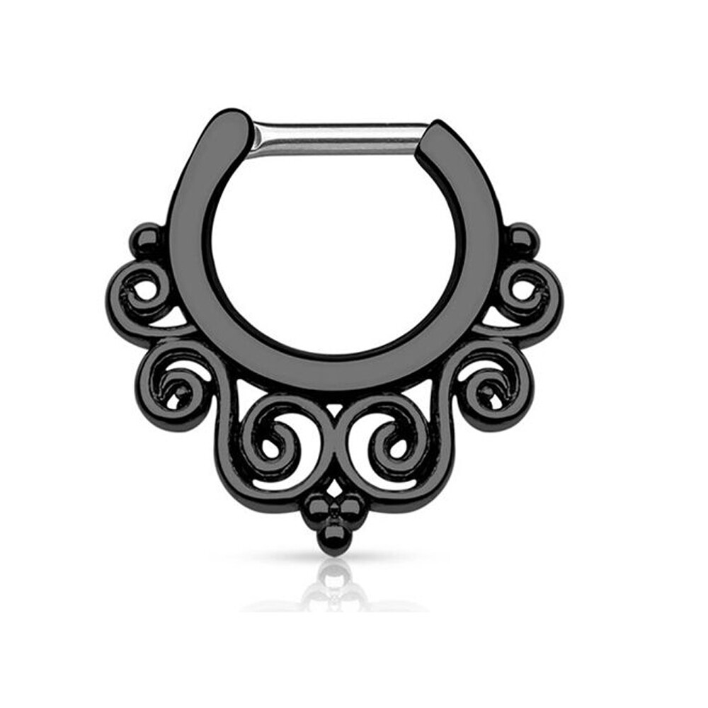 14GA or 16GA Septum Clicker Ring Tribal Swirls 4 Colors Options Septum Piercings