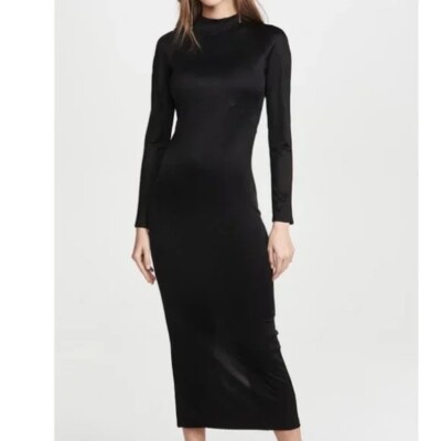 Fleur Du Mal Maxi Black Dress Long Sleeve High Neck Medium NWT