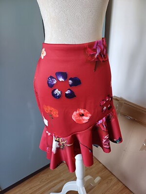 ASOS Red Frill ruffle waisted Salsa, size 18 UK