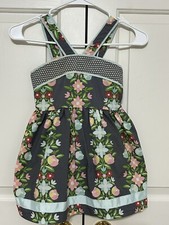 Matilda Jane size 10 girls gray pink blue floral sleeveless fit  flare dress