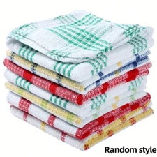 5 Pcs Kitchen Dish Cloths Cotton Super Cleaning Absorbency Towel Washing Rags