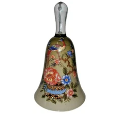 Topaz Toscany Handmade and Painted Italian Bell Glass Peacock Flowers