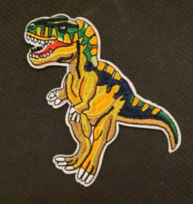 T Rex Patch Iron Sew On Cloth TRex Dinosaur Embroidered Badge - Foto 12