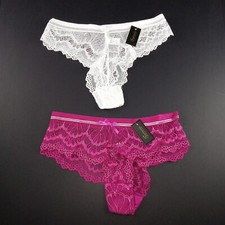 Frederick's Of Hollywood Caroline Lace Panty Bundle Women's Size L White Fuchsia