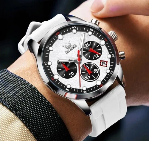Waterproof Quartz Business Luminous Watch Men Luxury OLEVS Date Strap Men's - Picture 5 of 17