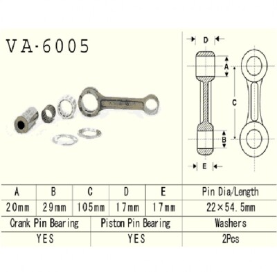 New VESRAH Pleuel connecting rod  YAMAHA YZ 125 (YZ125) '86-'96
