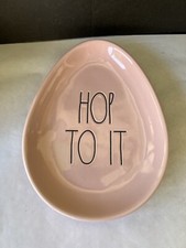 Rae Dunn Pink Easter Egg Shaped Plate Trinket Dish HOP TO IT