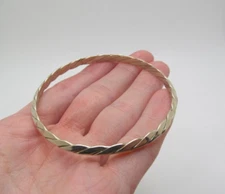 Vintage 925 Sterling Silver Mexico 5.5mm Solid Twist Edge Bangle Bracelet