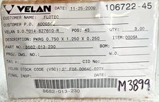 (3) VELAN 8682-013-230, PKRG 0.750 x 1.250 x 0.250, STK CODE 2" F08-0064C-02TY