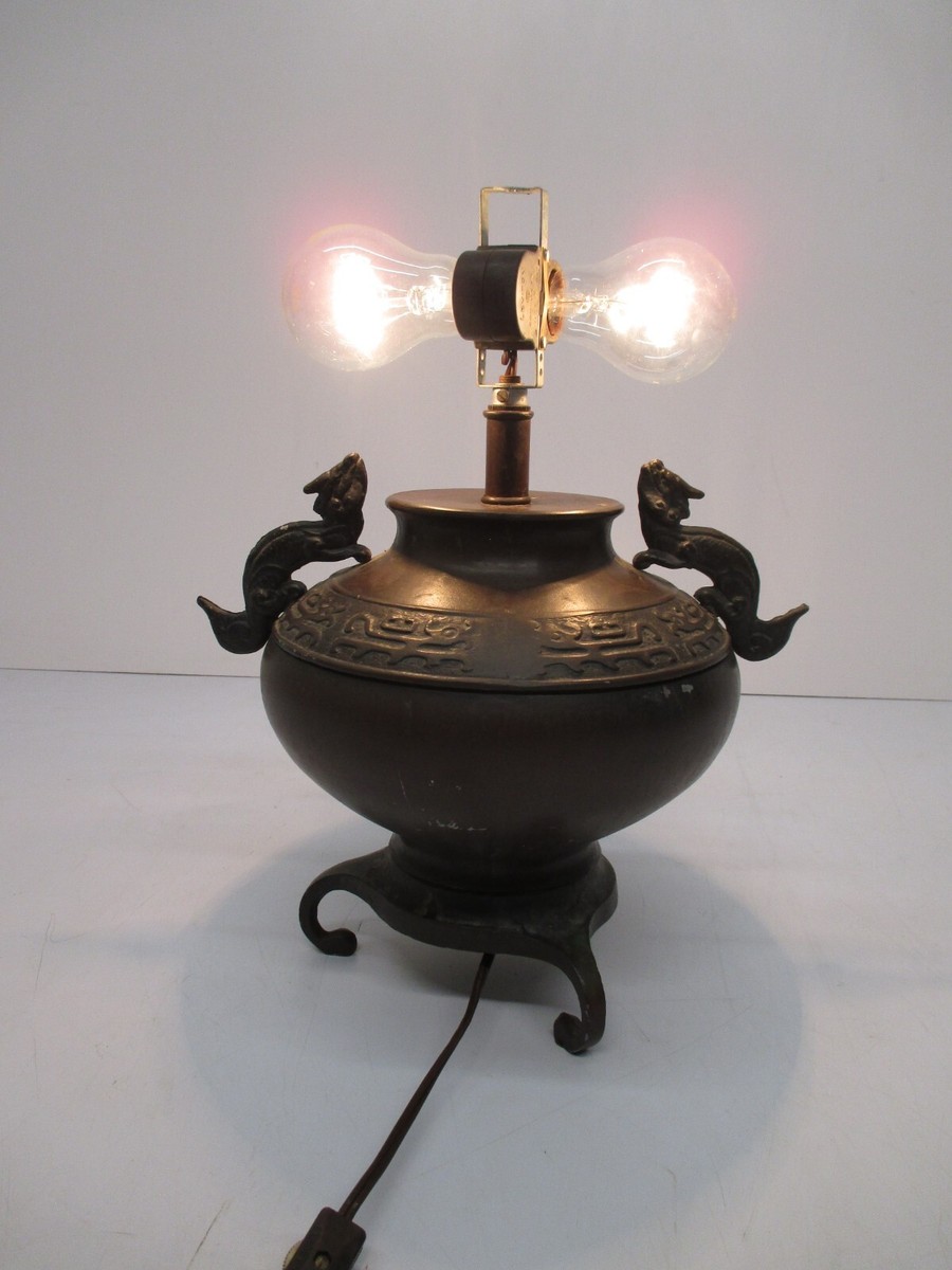 Vtg Tyndale Frederick Cooper Bronze Look Metal Asian Dragon Table