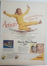 Vintage 1954 Kodak Brownie Print Ad Ephemera Wall Art Decor