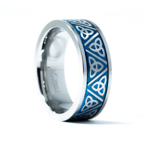 Wolframhartmetall Hochzeitsband Ring keltisch Triquetra Dreieinigkeitsknoten 8 mm kostenlose gravur - Bild 8 von 10