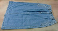 LizWear Women's Med. Wash Denim Pleated Back Slit Straight Maxi Skirt Size 12P