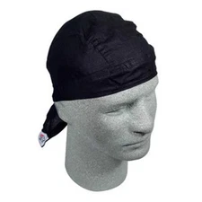 Solid Black Flydanna Durag Doo Rag Headwrap Skull Cap Biker Bandanna ATV Sports