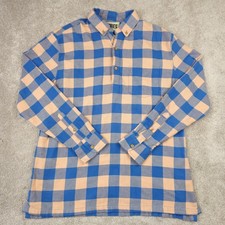 Chubbies Flannel Shirt Mens XL Blue Peach Plaid Pullover Button Down Outdoors