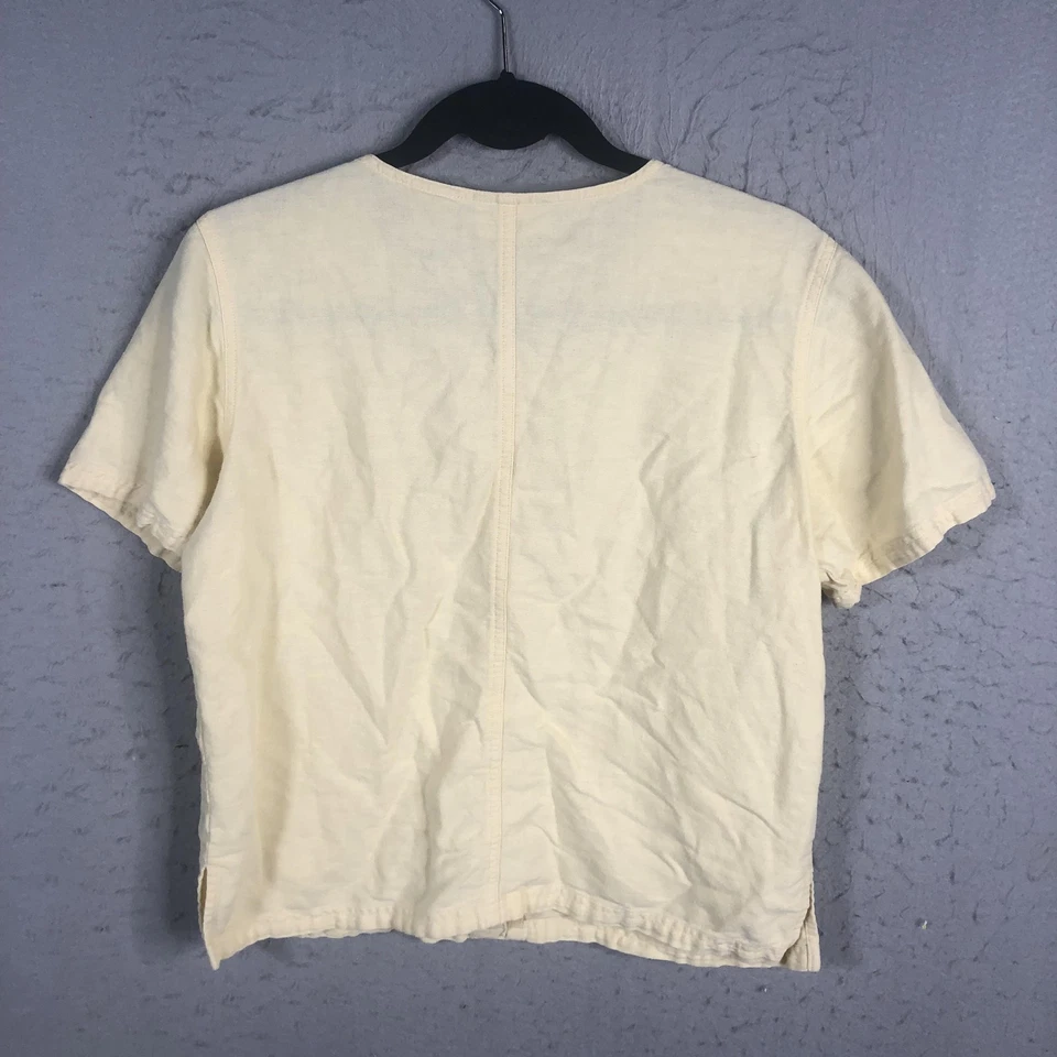 Camisa Colección Erika Mujer Pequeña Lino Botón Manga Corta Bolsillos Playa Foto 4 de 4