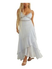 GUESS Womens Light Blue Detachalbe Flutter Sleeve Faux Wrap Dress 2