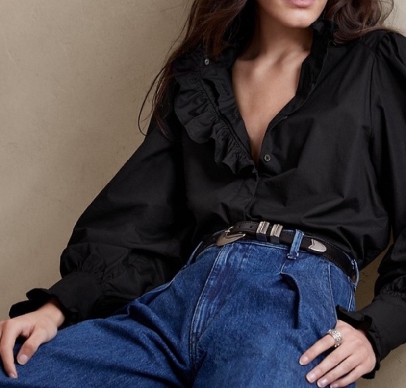Banana Republic Women’s Harper Ruffled Shirt in Black