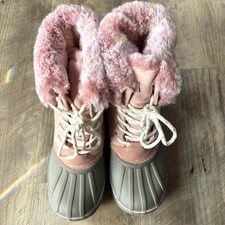 Girl's Sz. 3 London Fog Collection Faux Fur Sherpa Lined Non Slip Snow Boots