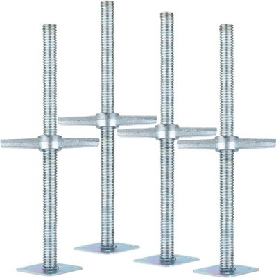 Scaffold 24'' Adjustable Leveling Galvanized Screw Jack with Base Plate, 4 Pack