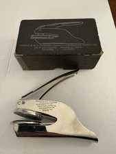 Notary Seal Stamp and Original Box. Dwight MH Jackson. Vintage Stainless Steel