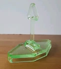 Art Deco Uranium Glass Salt Pepper Shaker Holder Green Depression Glow Stand