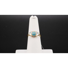 14K Yellow Gold Turquoise Evil Eye Ring with ...